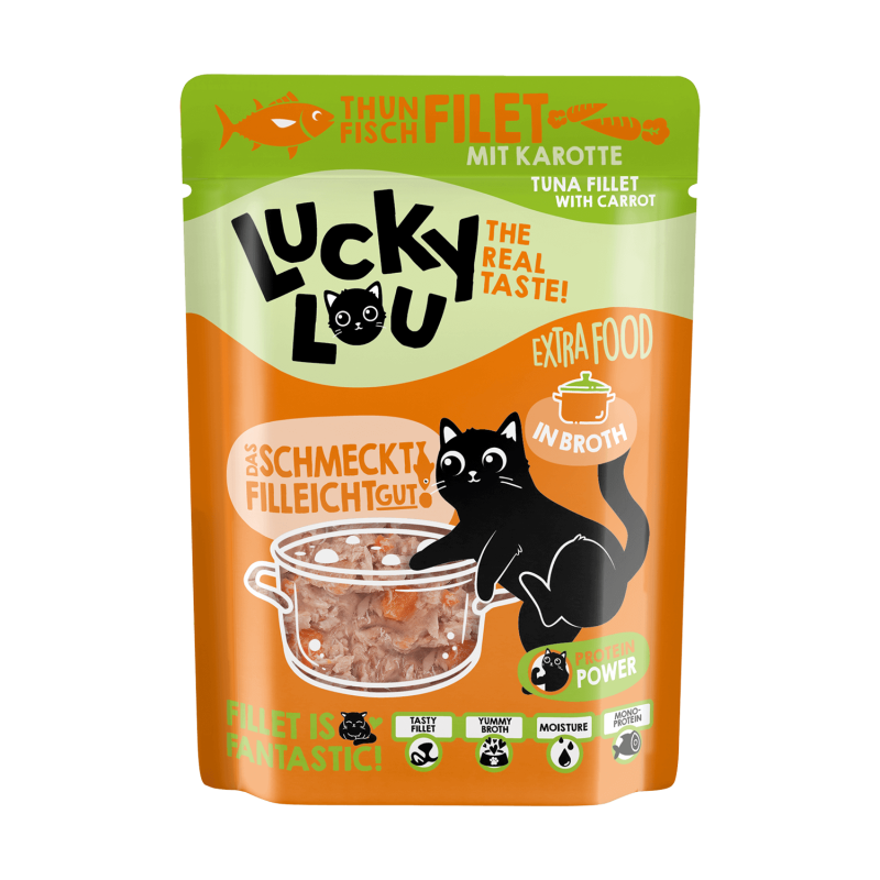 Lucky Lou® Extrafood Thunfisch mit Karotte in Sud 70g Pouch