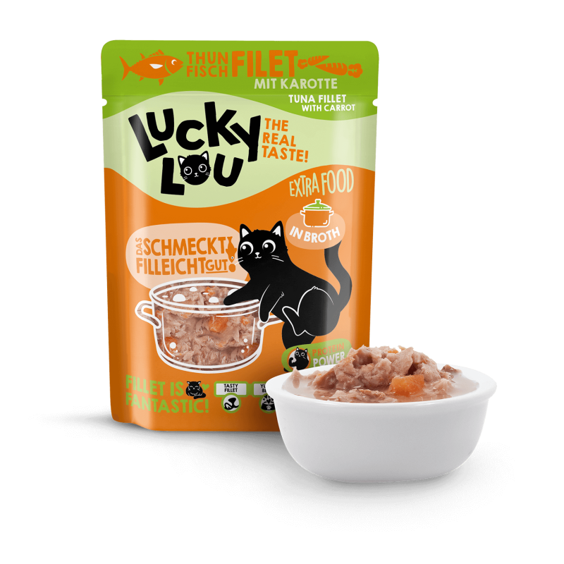 Lucky Lou® Extrafood Thunfisch mit Karotte in Sud 70g Pouch