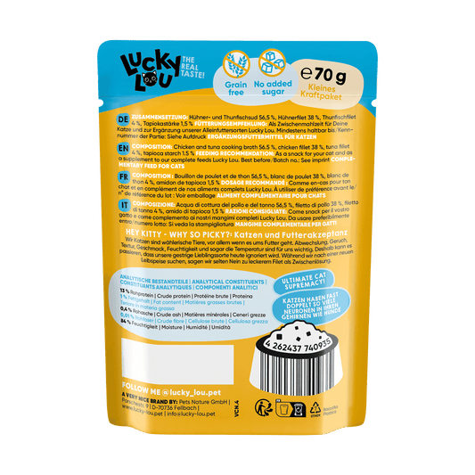 Lucky Lou Extrafood Hühner- & Thunfischfilet in Sud 70g Pouch