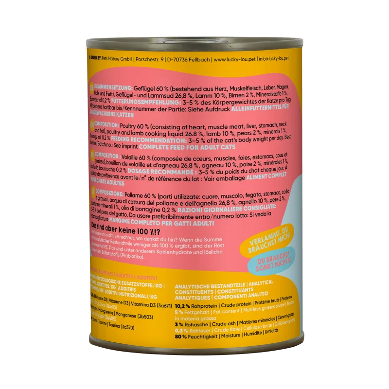 Lucky Lou® Lifestage Adult Katzenfutter – Geflügel & Lamm (getreidefrei)