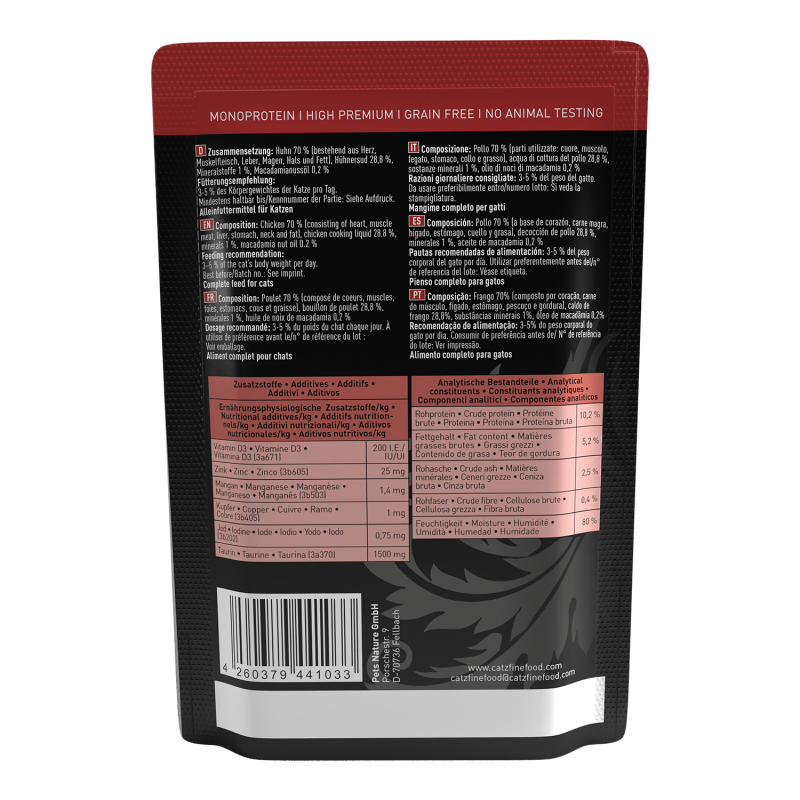 Catz Finefood Purrrr Katzenfutter – Huhn (Monoprotein, getreidefrei)