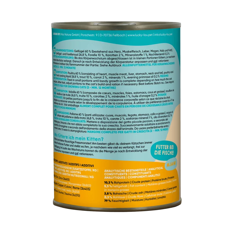 Lucky Lou® Lifestage Kitten Katzenfutter – Geflügel & Forelle (getreidefrei)
