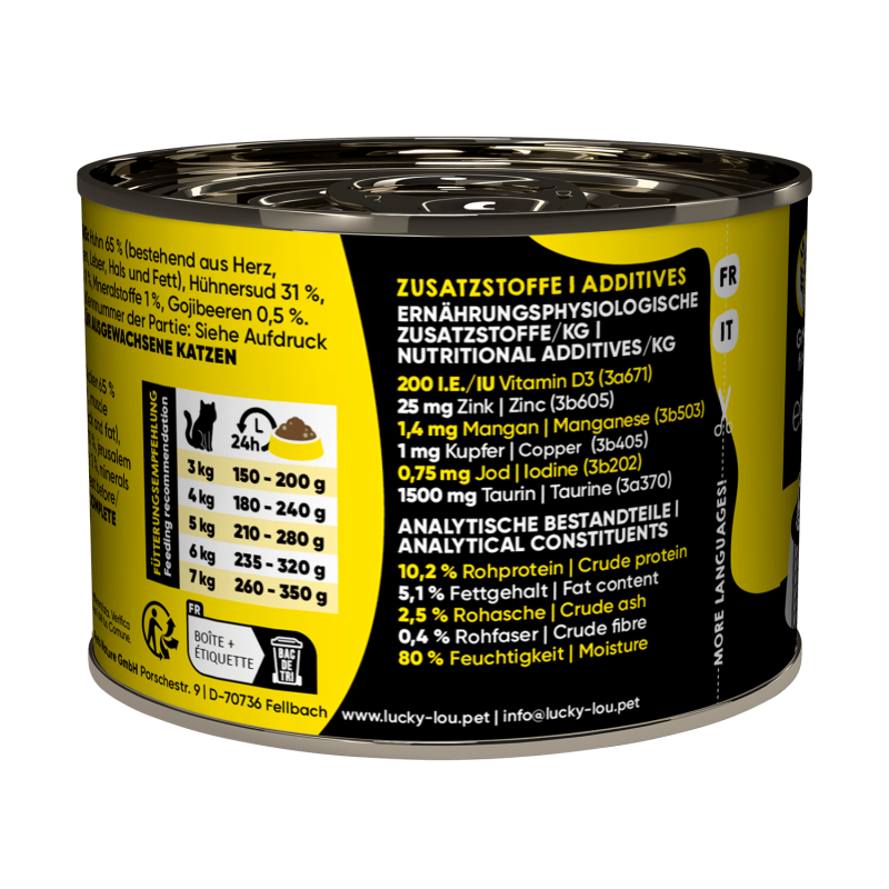 Lucky Lou® SuperMono Katzenfutter – Huhn (Monoprotein, getreidefrei, 200g)