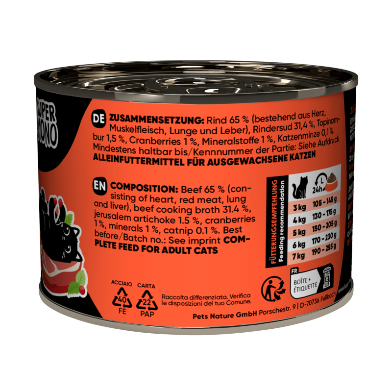 Lucky Lou® SuperMono Katzenfutter – Rind (Monoprotein, getreidefrei)