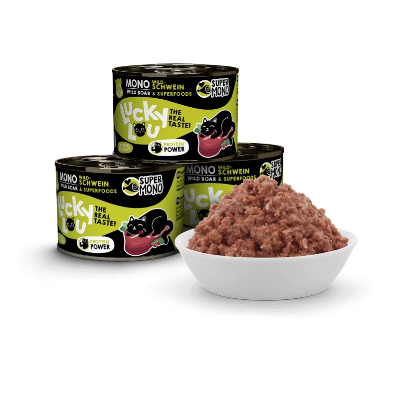 Lucky Lou® SuperMono Katzenfutter – Wildschwein (Monoprotein, getreidefrei)