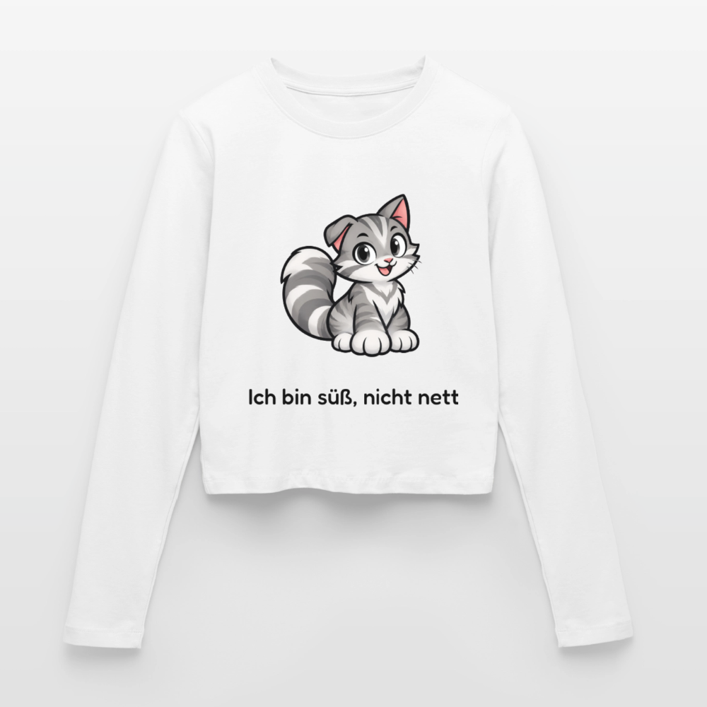 Logsleeve Pullover "Ich bin süß, nicht nett" - Weiß