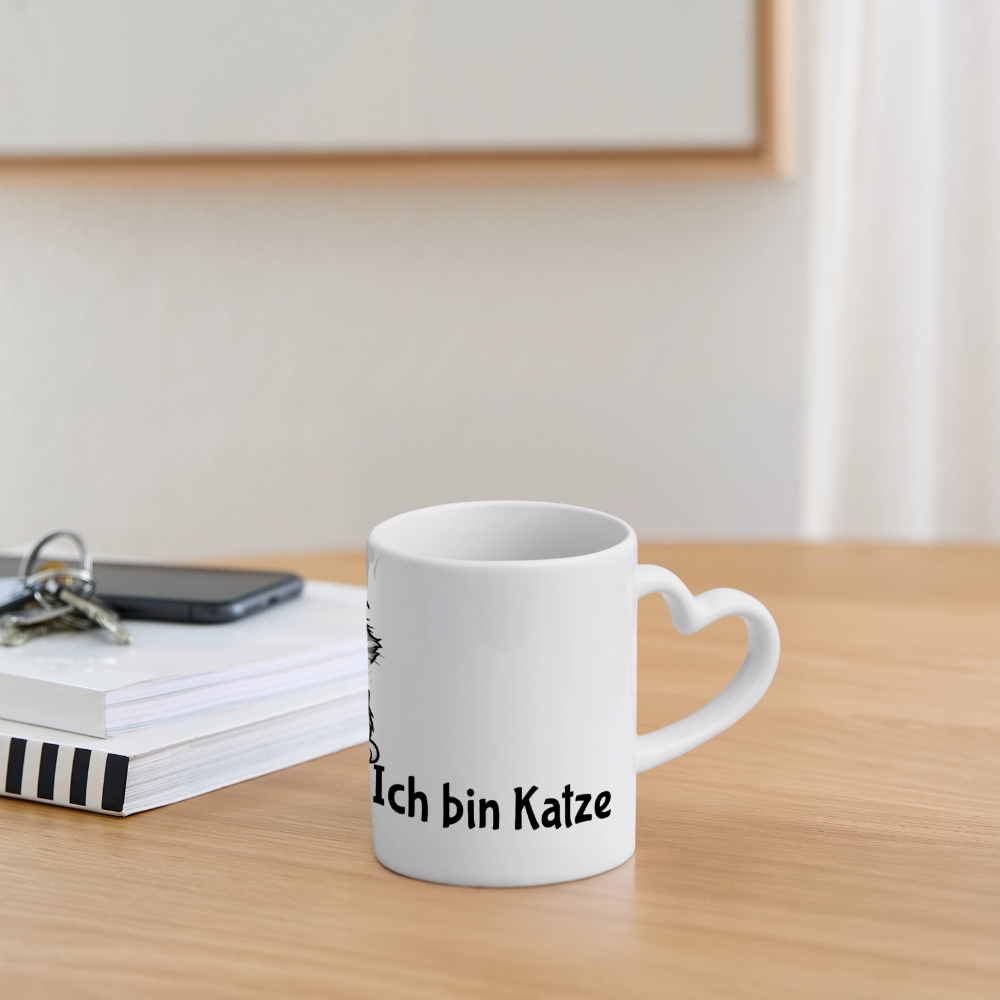 Panoramatasse mit Herzhenkel - Weiß