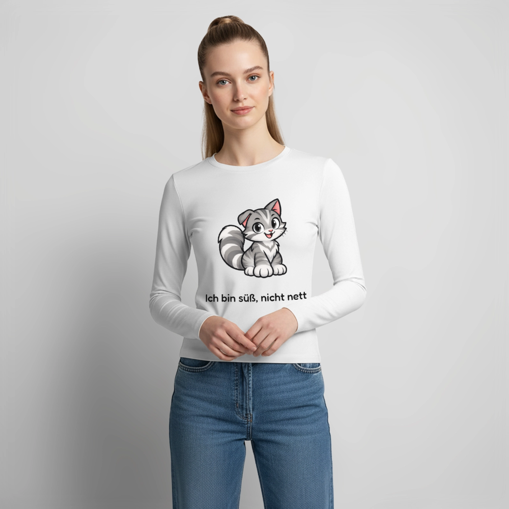 Logsleeve Pullover "Ich bin süß, nicht nett" - Weiß