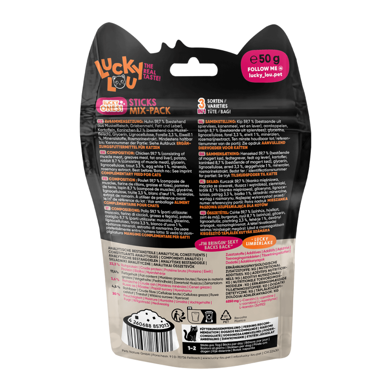 Lucky Lou® Lucky Ones Sticks Mixpack – getreidefreie Katzensnacks (50g)