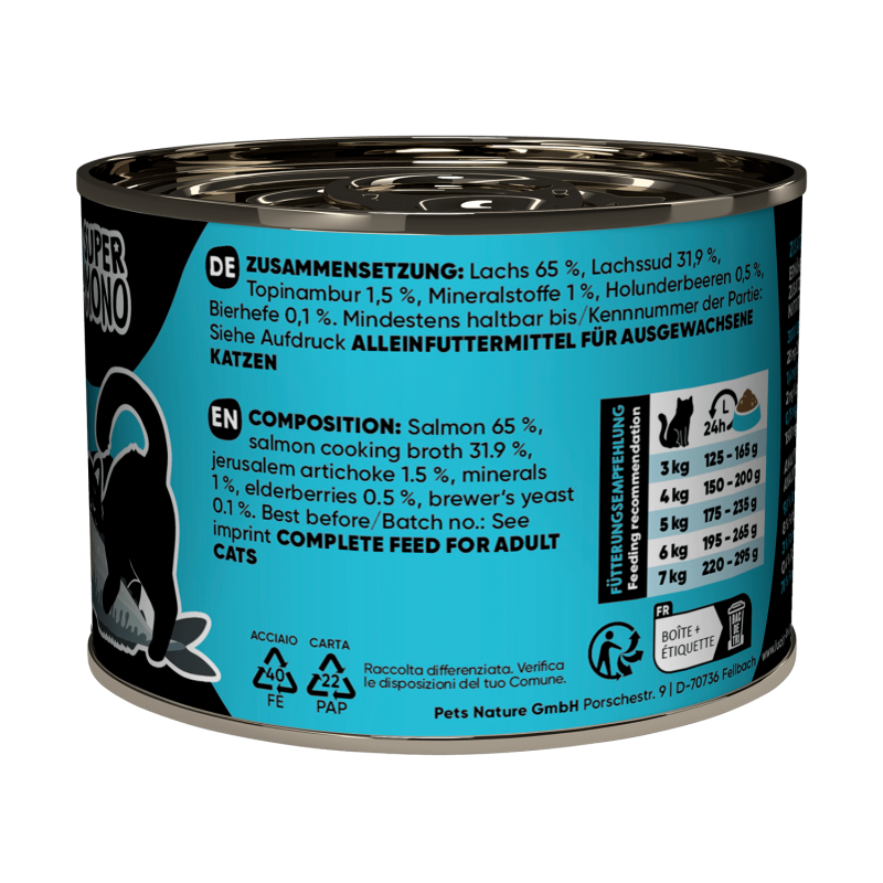 Lucky Lou® SuperMono Katzenfutter – Lachs (Monoprotein, getreidefrei, 190g)