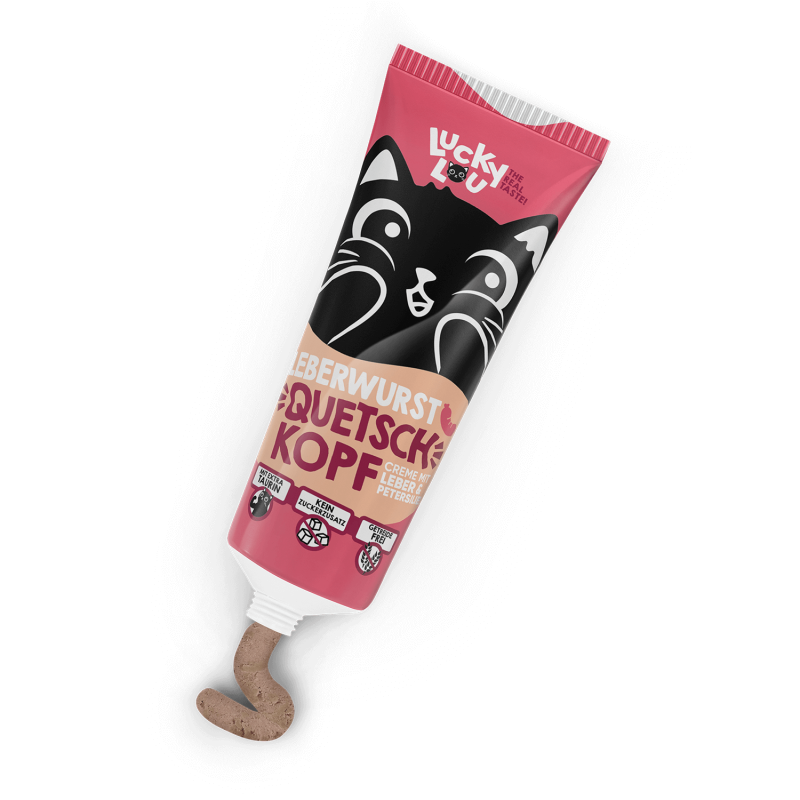 Lucky Lou® Quetschkopf Adult Katzenfutter – Leber & Petersilie (75g)