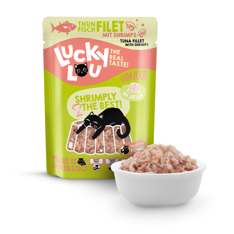 Lucky Lou® Extrafood Thunfisch & Shrimps in Gelee – 70g Pouch