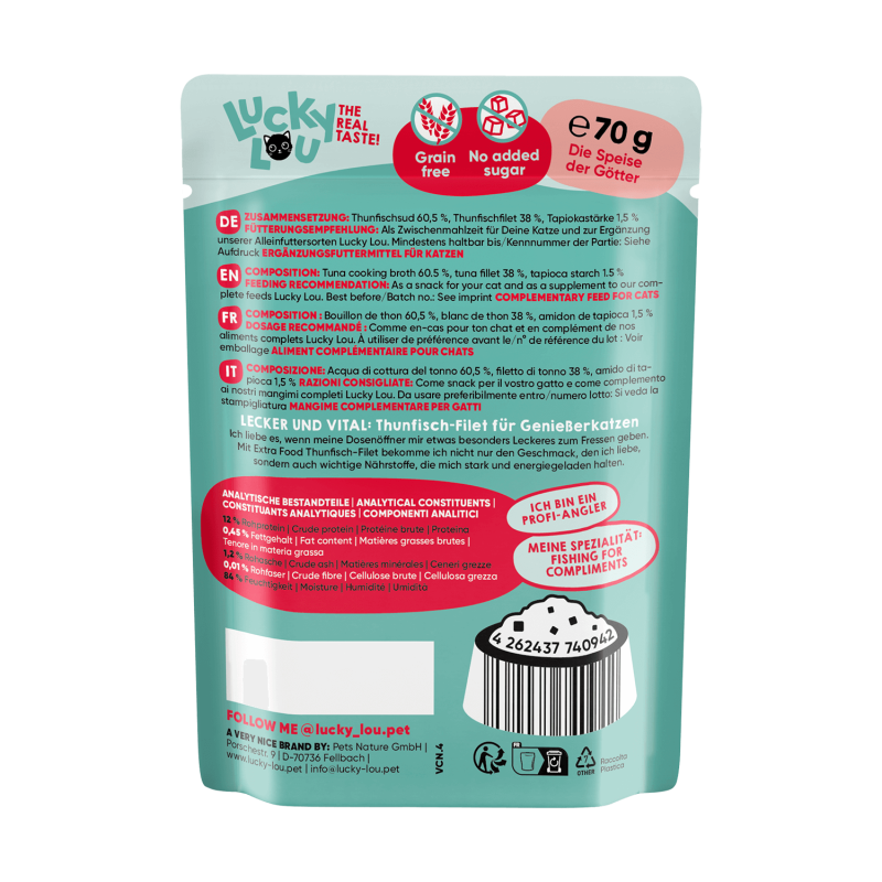 Lucky Lou® Extrafood Thunfischfilet in Gelee 70g Pouch