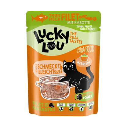 Lucky Lou® Extrafood Thunfisch mit Karotte in Sud 70g Pouch