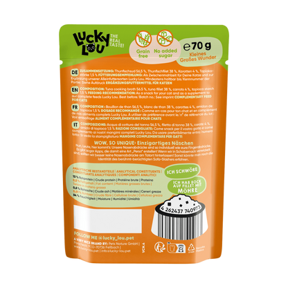 Lucky Lou® Extrafood Thunfisch mit Karotte in Sud 70g Pouch