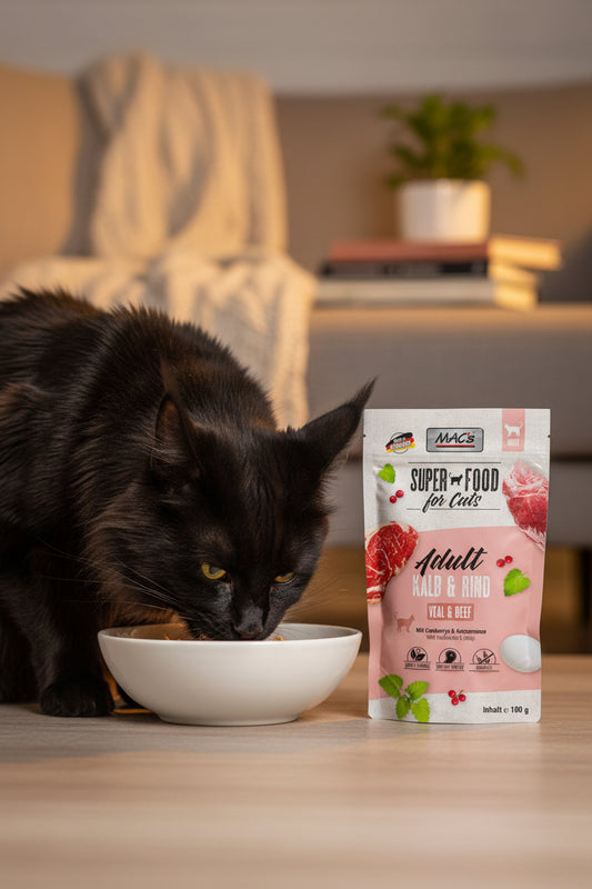 hochwertiges getreidefreies Rind Katzennassfutter von Mac´s