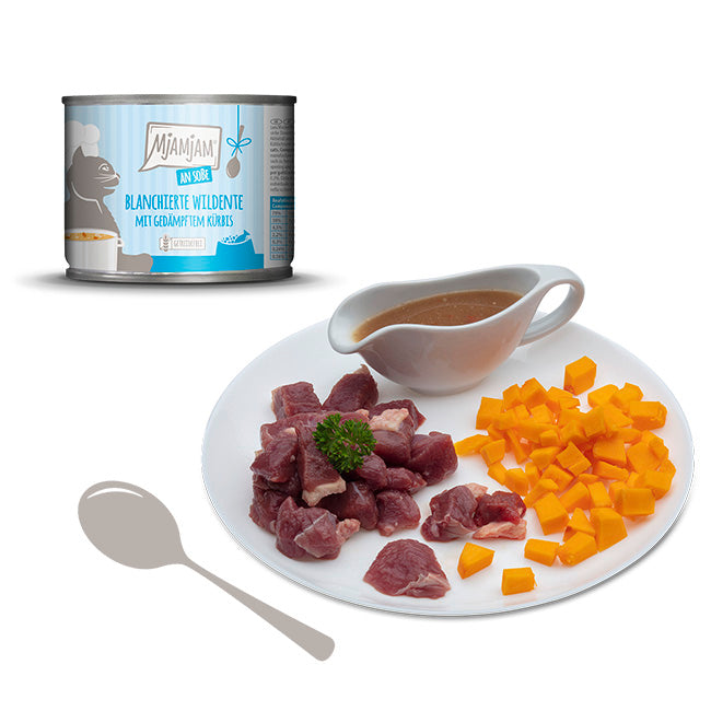 MjAMjAM – Blanchierte Wildente mit gedämpftem Kürbis an Soße