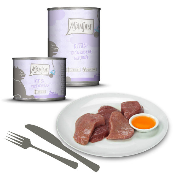 MjAMjAM – Kitten vorzügliches Kalb mit Lachsöl