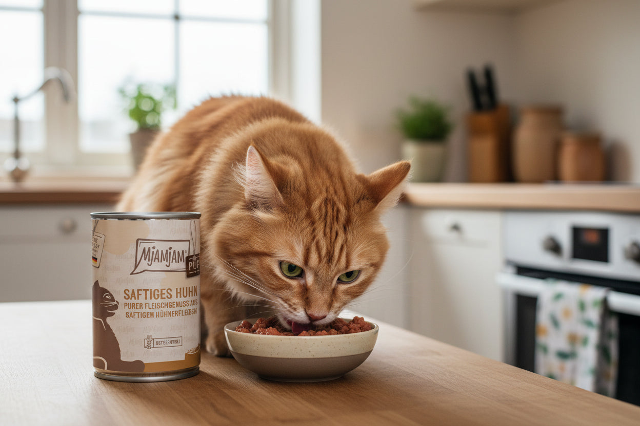 hochwertiges getreidefreies Katzennassfutter Mjamjam