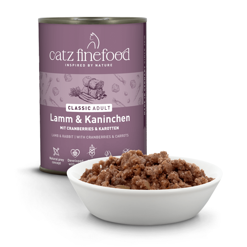 Lamm und Kaninchen von Catz FineFood hochwertiges getreidefreis Nassfutter Katzen