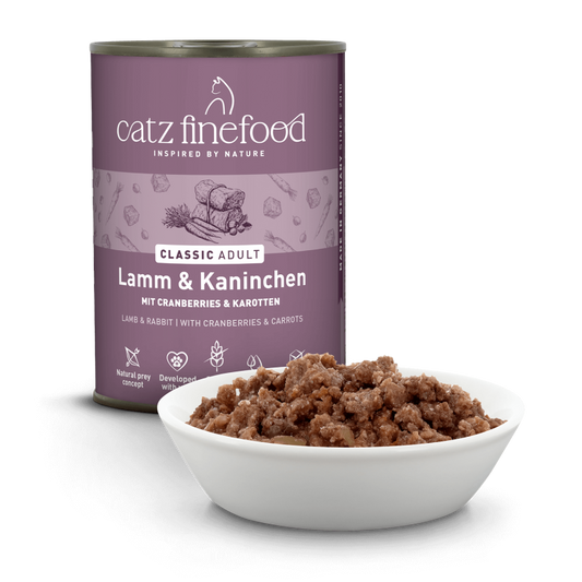 Lamm und Kaninchen von Catz FineFood hochwertiges getreidefreis Nassfutter Katzen