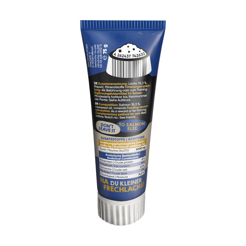 Lucky Lou® Quetschkopf Adult Katzenfutter – Lachs (75g)