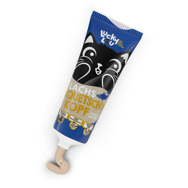 Lucky Lou® Quetschkopf Adult Katzenfutter – Lachs (75g)