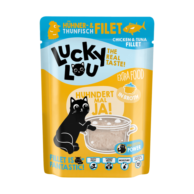Lucky Lou® Extrafood Hühner- & Thunfischfilet in Sud – 70g Pouch