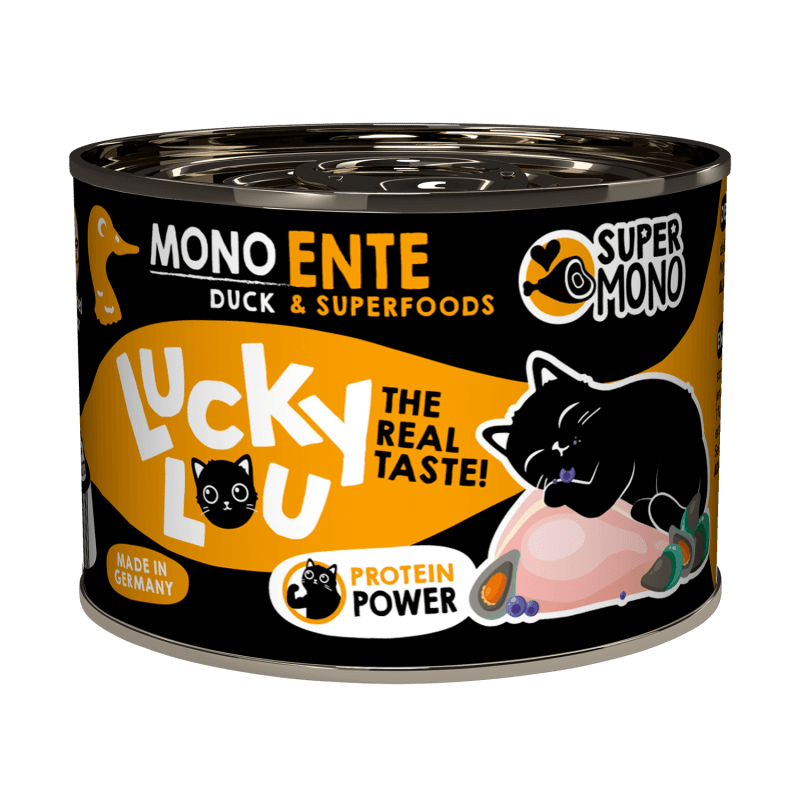 Lucky Lou® SuperMono Katzenfutter – Ente (Monoprotein, getreidefrei) - PawschowNassfutter200g