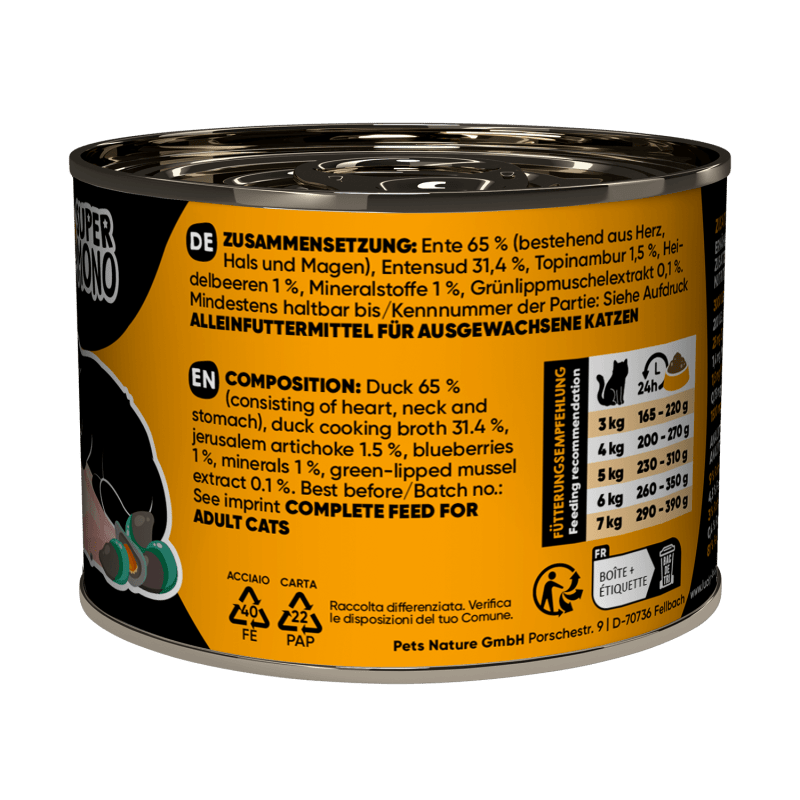 Lucky Lou® SuperMono Katzenfutter – Ente (Monoprotein, getreidefrei) - PawschowNassfutter200g