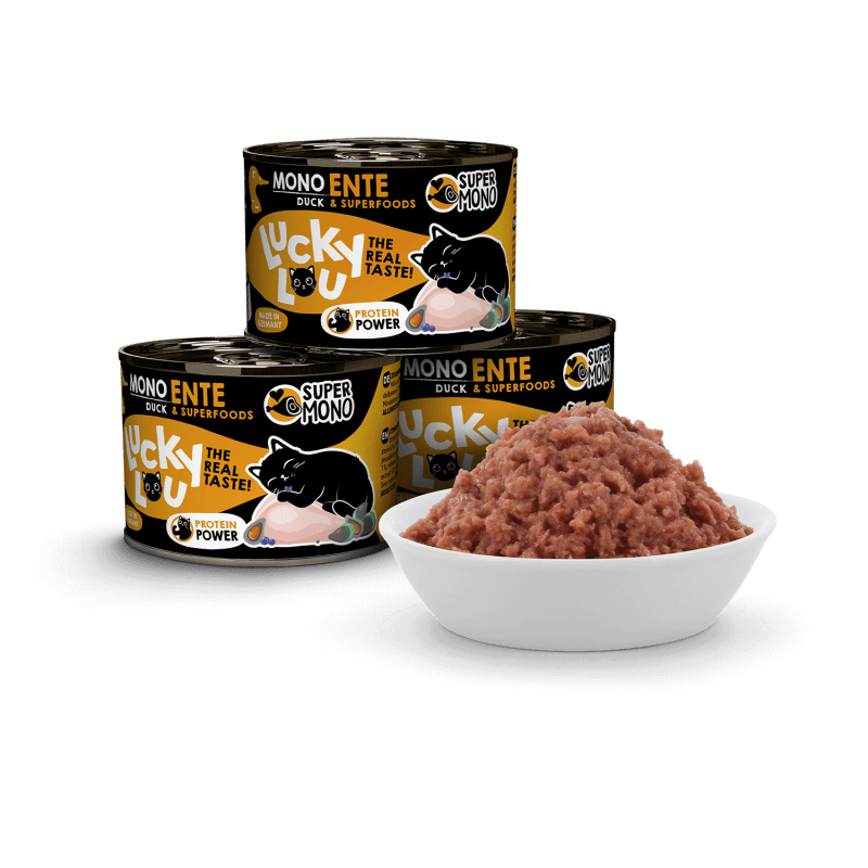 Lucky Lou® SuperMono Katzenfutter – Ente (Monoprotein, getreidefrei) - PawschowNassfutter200g